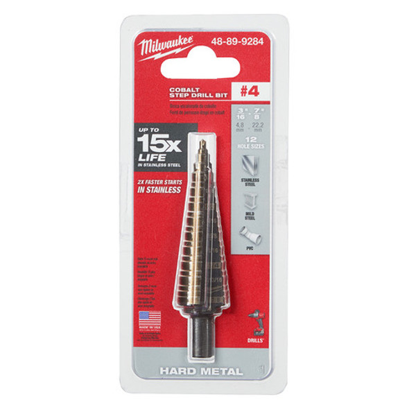 Milwaukee 48-89-9284 Milwaukee Cobalt Step Drill Bit #4 (3/16"-7/8")