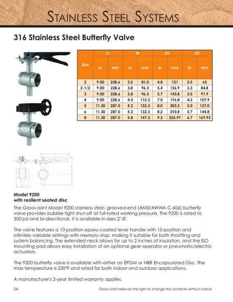 Stainless Steel Butterfly Valve Lock Lever Dimensions