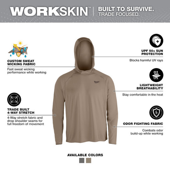 Milwaukee M550N-XL WORKSKIN Hooded Sun Shirt - SANDSTONE XL