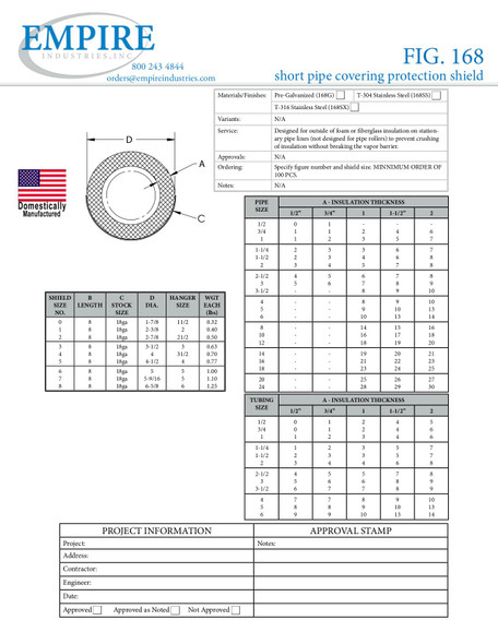 Fig. 168 Short Pipe Covering Protection Shield Submittal