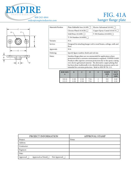 Fig. 41A Hanger Flange Plate Submittal