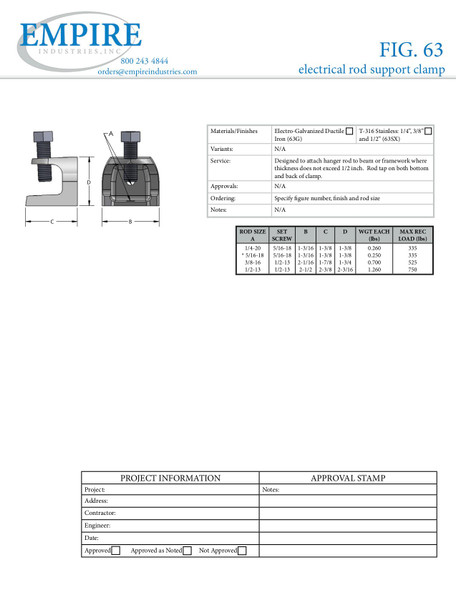 Fig. 63 Electrical Rod Support Clamp Submittal