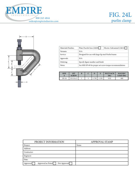 Purlin Clamp Submittal