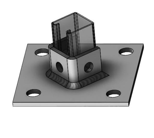 Fig. 9092PB Post Base, Diagonal For 1-5/8″ x 1-5/8″ Strut