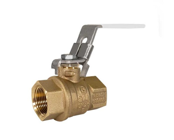 Lead Free Brass Ball Valve, Full Port, 2 Piece, Threaded Connection, Dezincification Resistant Brass with Stainless Steel Trim, Locking Handle, 600 WOG