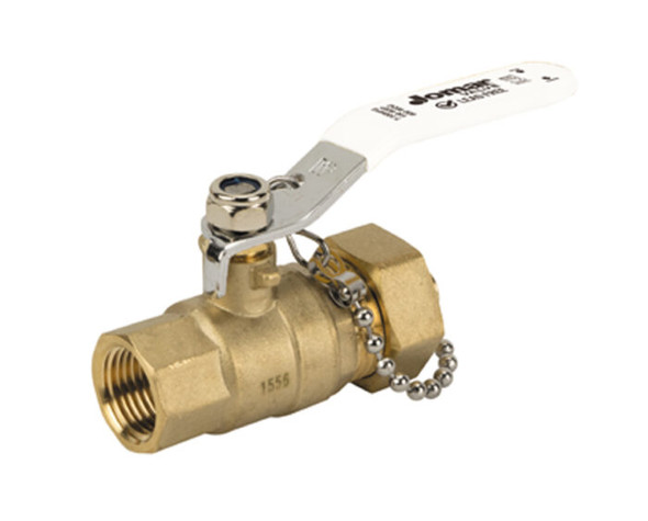 Lead Free Brass Ball Valve, Full Port, 2 Piece, Threaded x Hose Connection, Stainless Steel Ball and Stem with Cap and Chain, Dezincification Resistant Brass, 600 WOG