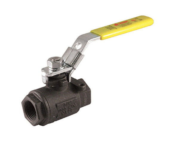 Carbon Steel Ball Valve, 2 Piece, Full Port, Threaded Connection, 1000 WOG, Stainless Steel Ball and Stem