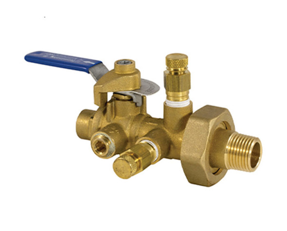 Manual Balancing Valve, Integrated Ball Valve with Memory Stop, Union, Fixed Orifice, Quarter-Turn, Threaded Connection, 600 WOG