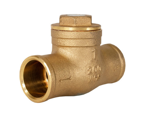 Lead Free Brass Horizontal Swing Check Valve, Solder Connection, Dezincification Resistant Brass, Class 125, 200 WOG