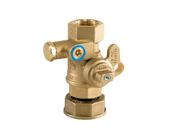 Utility Gas Ball Valve, Full Port, Service Bypass, with Meter Nut and Swivel Connection,125 PSIG