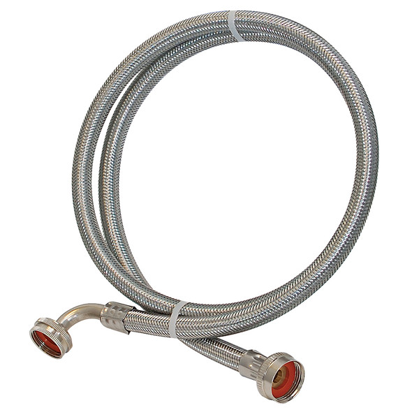 6' S.S. Washing Machine Inlet Hose w/ 3/4" FHT 90 Degree Elbow- Bagged