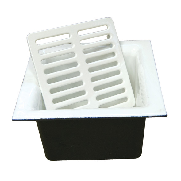 3" No-hub Cast Iron White Porcelain Floor Sink Less Grate