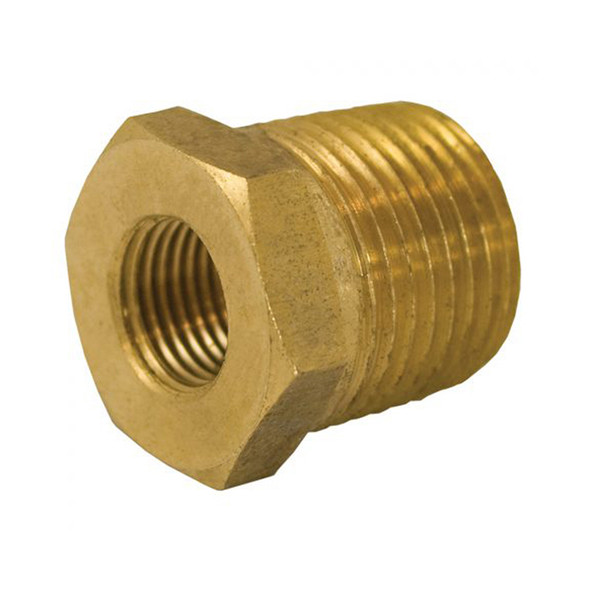 3/8"x1/4" Threaded Yellow Brass Hex Bushing- Lead Free