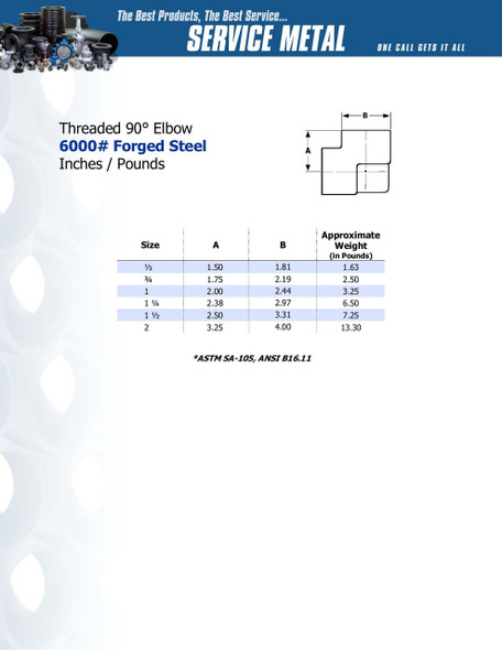 6000# Forged Steel Threaded 90 Degree Elbow