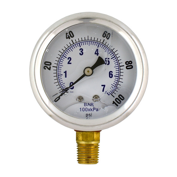 2-1/2" x 100lb Liquid Filled Pressure Gauge