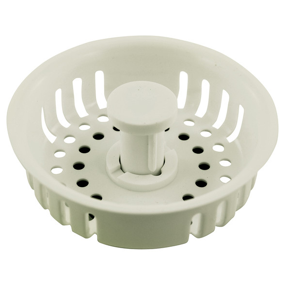 ADJUSTABLE POST REPLACEMENT BASKET STRAINER- WHITE CELCON (PLASTIC)