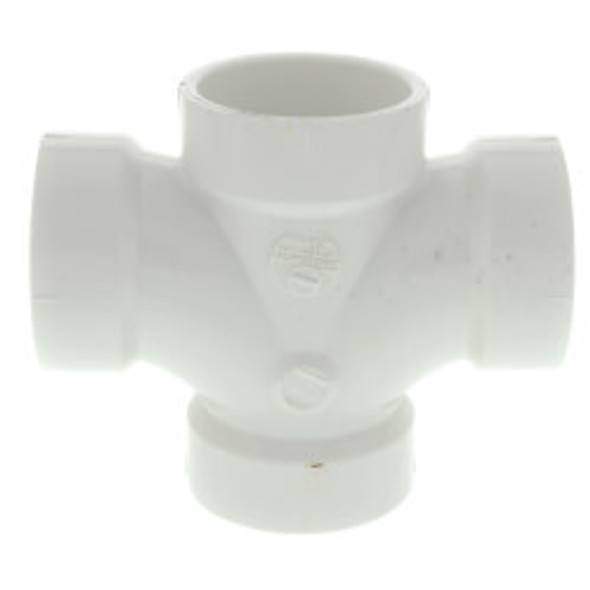 PVC DWV Double Sanitary Tee (HUB x HUB x HUB x HUB)