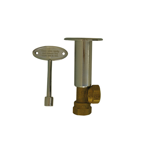 1/2" FPT Angle Log Lighter Valve w/ Key and Escutcheon (CSA Approved)