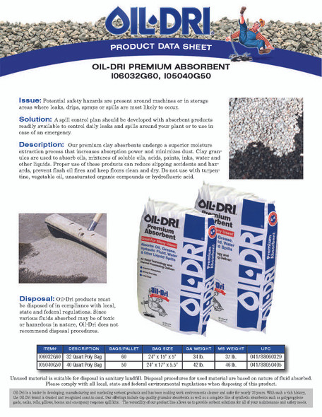 Oil Dri Premium Absorbent Literature