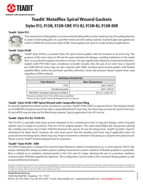 Teadit Metalflex Spiral Wound Gaskets