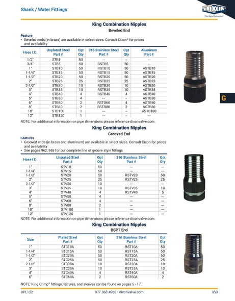 King Combination Nipple Beveled End