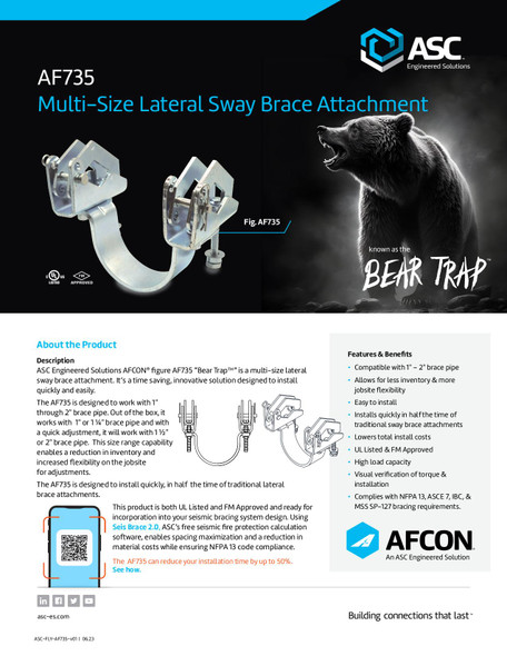 AF735 Multi-Size Lateral Sway Brace Attachment Sales Flyer