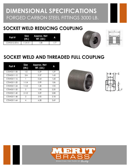 3000# Forged Steel Socket Weld Reducing Coupling Data Sheet