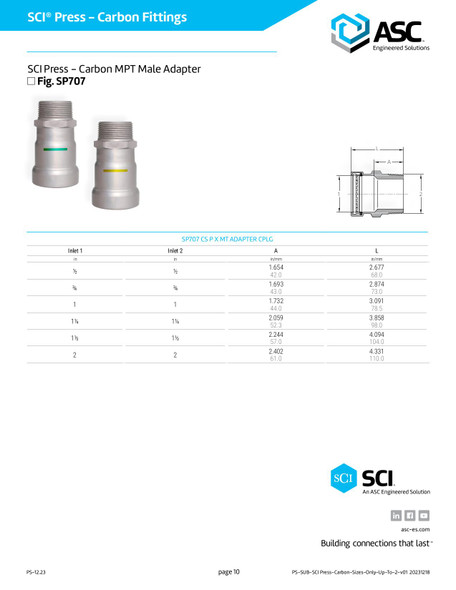 SCI® SCI Press - Carbon MPT Male Adapter Fig. SP707 Data Sheet