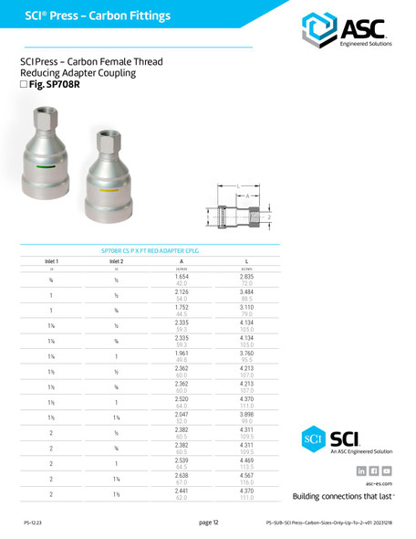 SCI Press - Carbon Female Thread Reducing Adapter Coupling Fig SP708R Data Sheet