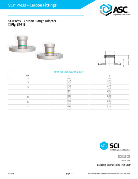 SCI Press - Carbon Flange Adapter Fig. SP716 Data Sheet