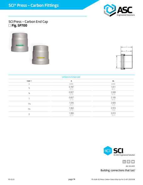 SCI® Press - Carbon End Cap Fig. SP700 Fig. SP700 Data Sheet