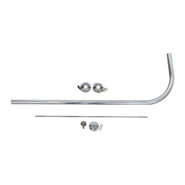 1" X 5 FT Aluminum Corner Shower Rod (ELL) Bar With Flanges And Support Hardware