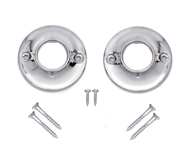 1" Chrome Plated Stamped Steel Shower Bar Flanges (Pair)