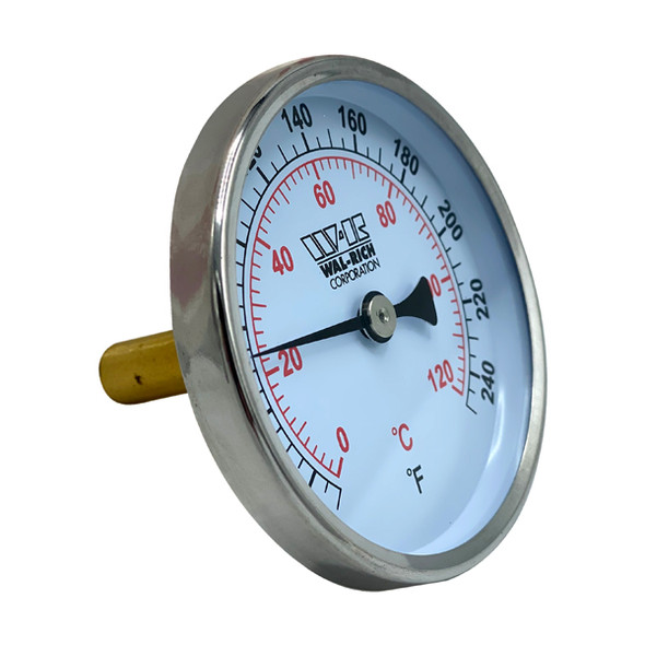 3 1/4" Face Snap Well Thermometer With Brass Probe