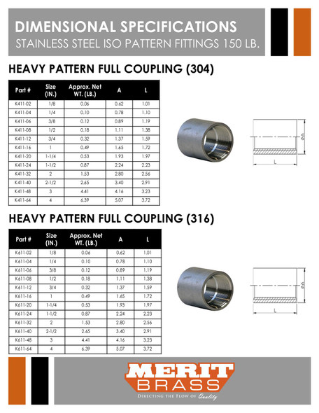 150# Stainless Steel Heavy Patten Coupling Dimensions