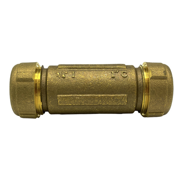 3/4" Long Brass Compression Coupling (Lead-Free)