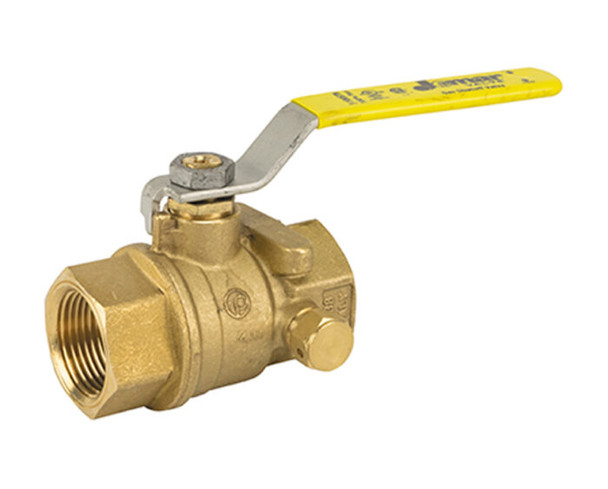 Brass Ball Valve, 2 Piece, Full Port, Threaded Connection, with Side Tap, 600 WOG