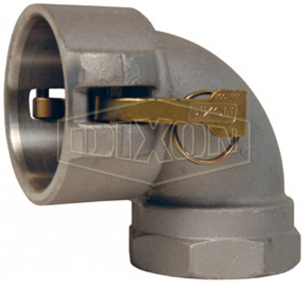 600D-90AL - Cam & Groove 90° Type D Coupler x Female NPT Elbow