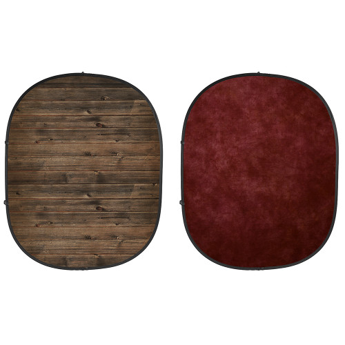Collapsible Background  Rustic Planks / Mottled Red 5'x7' Collapsible Background  Rustic Planks / Mottled Red 5'x7'