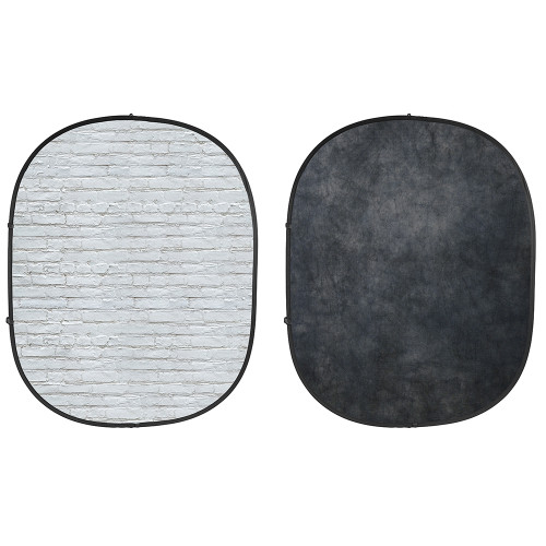 Collapsible Background  White Brick / Dark Grey 5'x7' Collapsible Background  White Brick / Dark Grey 5'x7'
