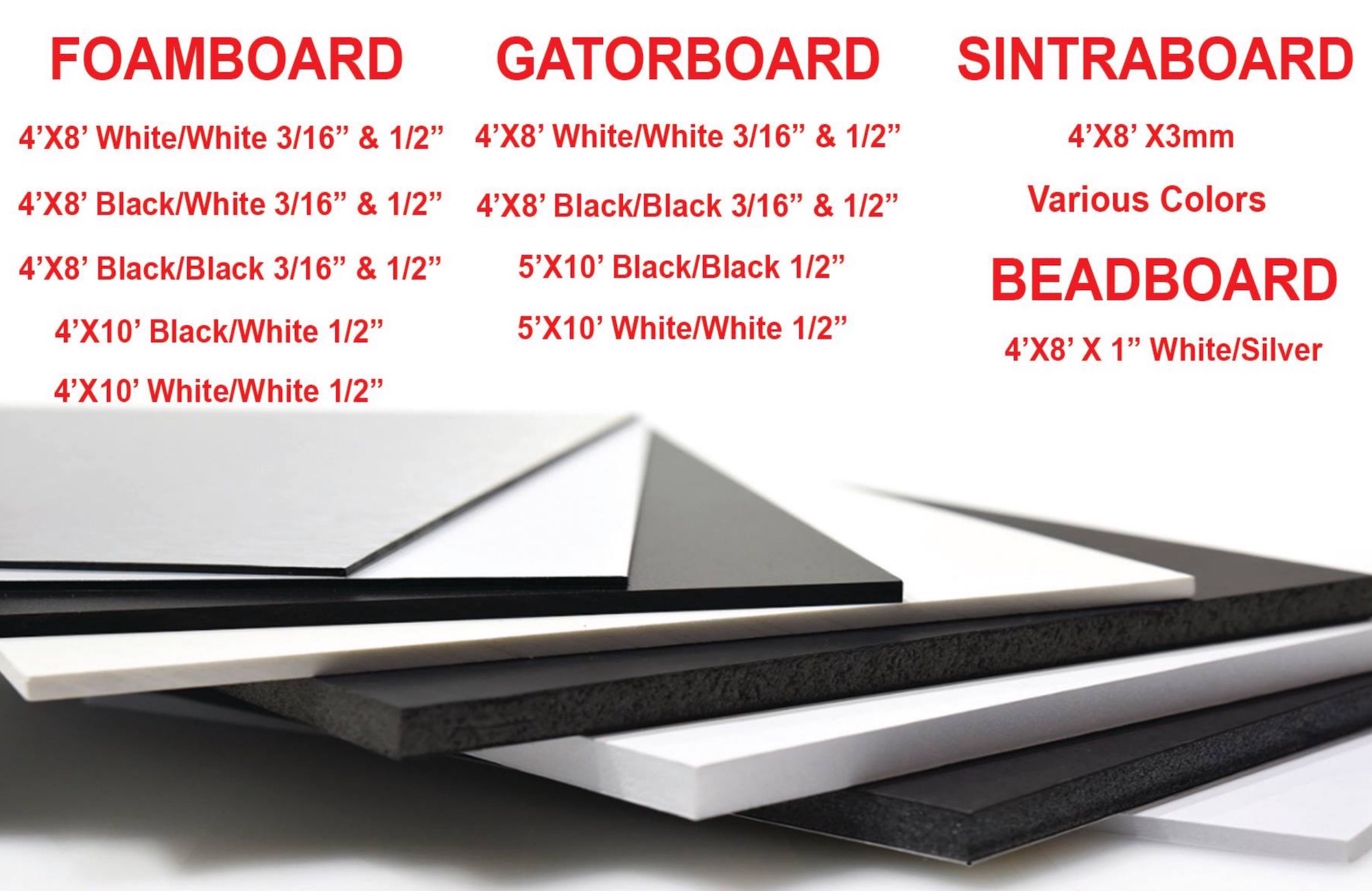 Foam Core 4'x8' Sheet - Black/White (3/16 Thick)