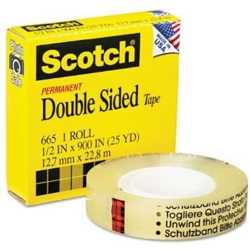 Scotch® Double Sided Tape, 665-C, 0.47 in x 25 yd (12 mm x 22.9 m
