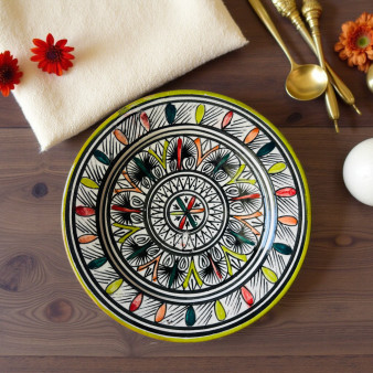 Glow and Clay Moroccan ceramic plate hand-painted with circular floral motif