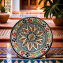 Handmade Moroccan pottery plate featuring a bold geometric star and lattice border Glow and Clay