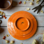 Moroccan handmade yellow plate with hand-painted mandala and honeycomb border Glow and Clay