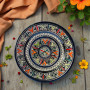 Handmade Moroccan pottery plate artisan dinnerware with leaf and petal design