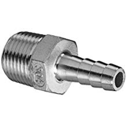 Stainless Steel - 1/2 in. MPT x 3/8 in. Barb Stainless Steel - 1/2 in. MPT x 3/8 in. Barb
