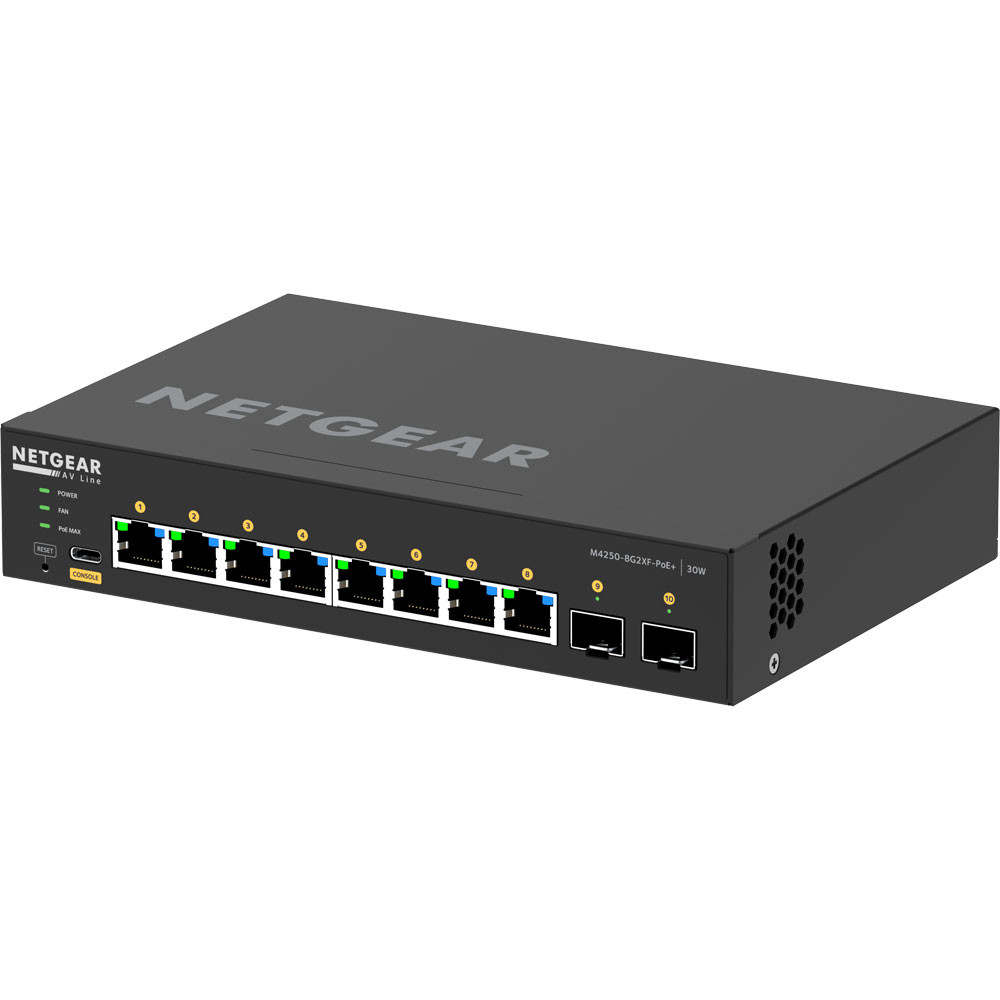 ニンテンドーSwitch right Netgear M4250-8G2XF-PoE+ AV Switch (GSM4210PX-100NAS) - Video