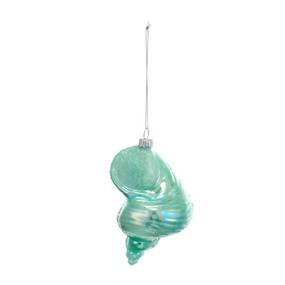 Pearlized Shell Ornament Light Green Glass