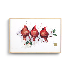 Three Round Cardinals 8x12 Wall Art